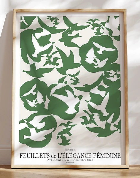 Grønne fredsduer plakat - inspireret af Art-Goût-Beauté fra 1928
