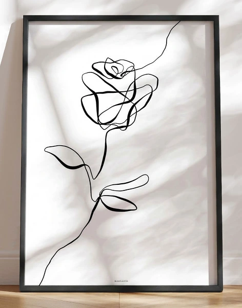 Rose - line art plakat