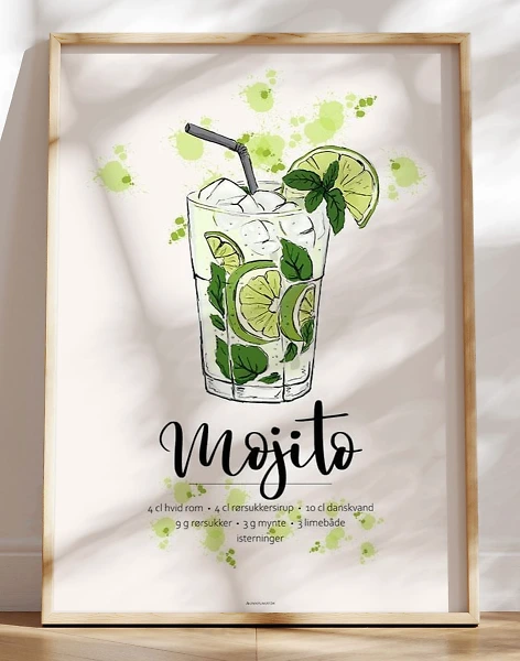 Mojito opskrift plakat