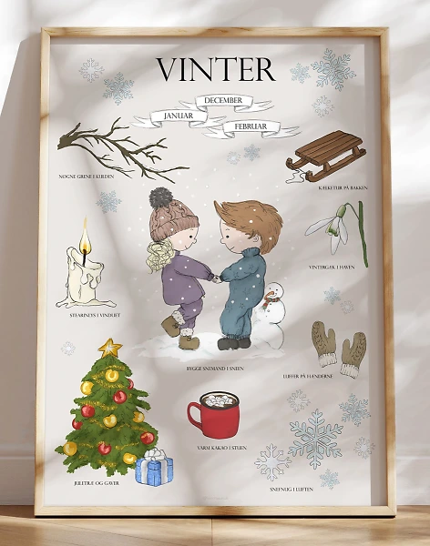 Vinterplakat - børneplakat med vintermotiver