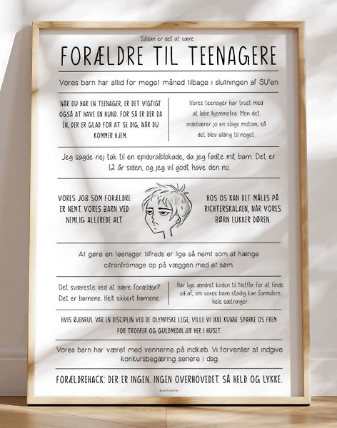 Sjov plakat til forældre til teenagere