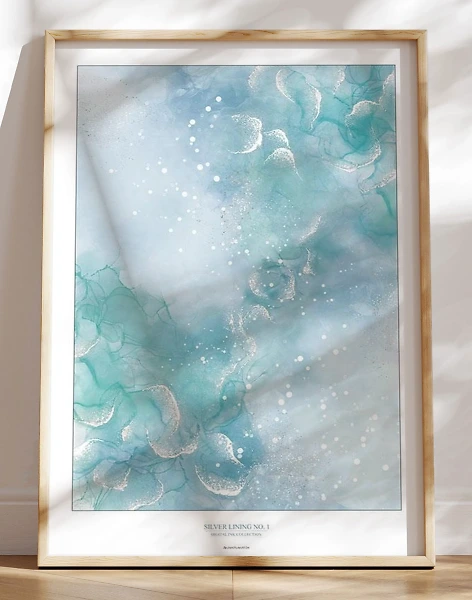 Silver lining no. 1 - kunstplakat med grafisk sølveffekt