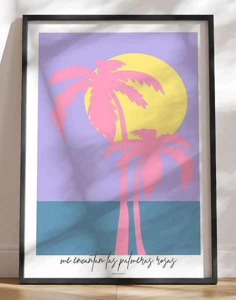 Kunstplakat - To lyserøde palmer
