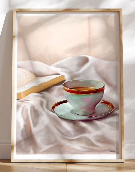 Kunstplakat - Kaffe i sengen