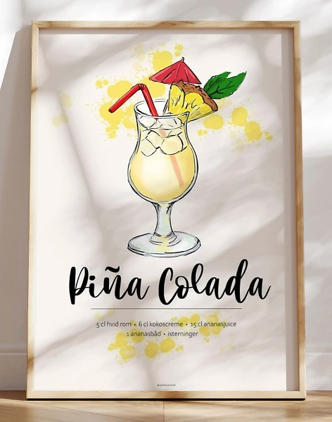 Piña Colada opskrift plakat