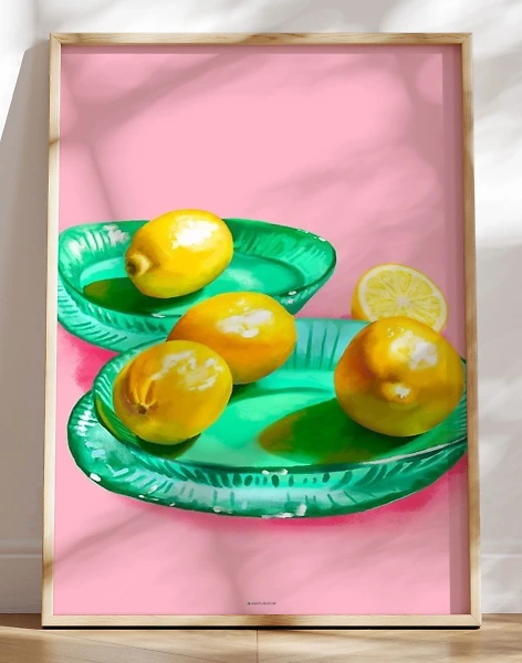 Farverig plakat - Lemon plates
