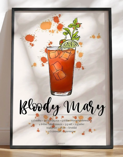 Bloody Mary opskrift plakat