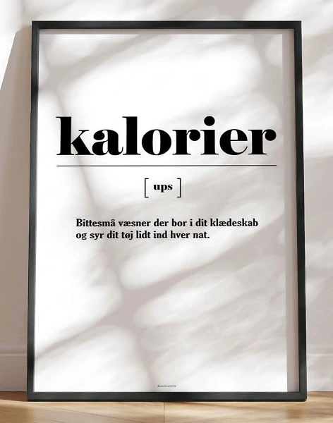 Sjov plakat med definition af kalorier