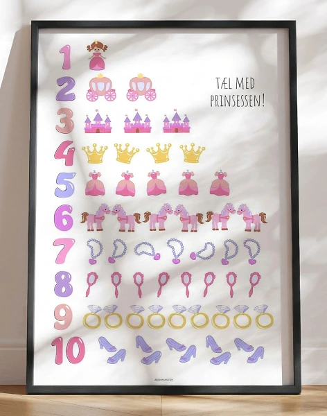 Talplakat - tæl med prinsessen