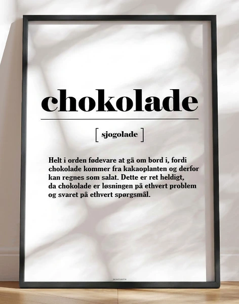 Chokolade definitionsplakat