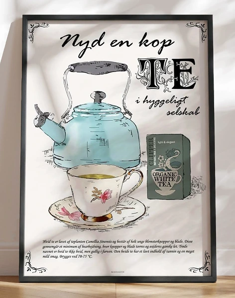 Te plakat - hvid te