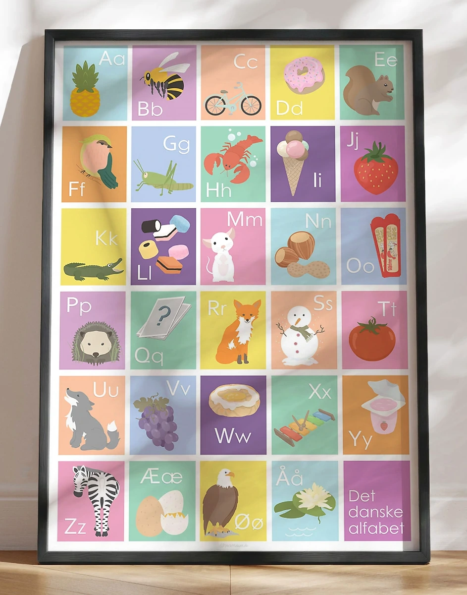 ABC plakat med billeder - Pige