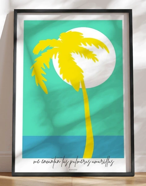 Kunstplakat - Gul palme