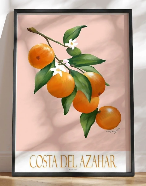 Kunstplakat med appelsingren - Costa del Azahar