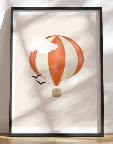 Børneplakat med rød luftballon