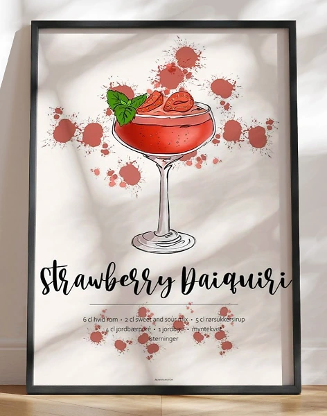 Strawberry Daiquiri opskrift plakat