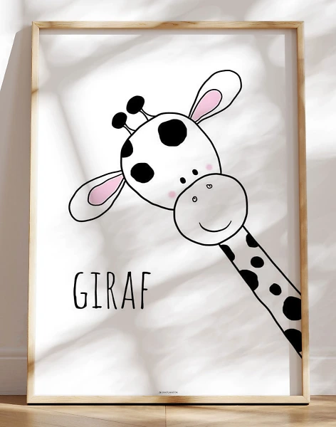 Enkel børneplakat med giraf