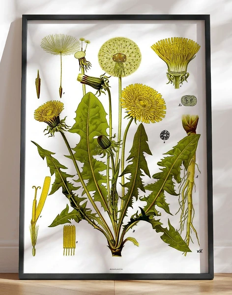 Köhlers Medizinal Pflanzen - Taraxacum Officinale - Retroplakat med mælkebøtte