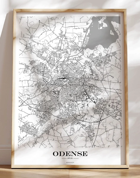 Odense bykort plakat - hvid baggrund