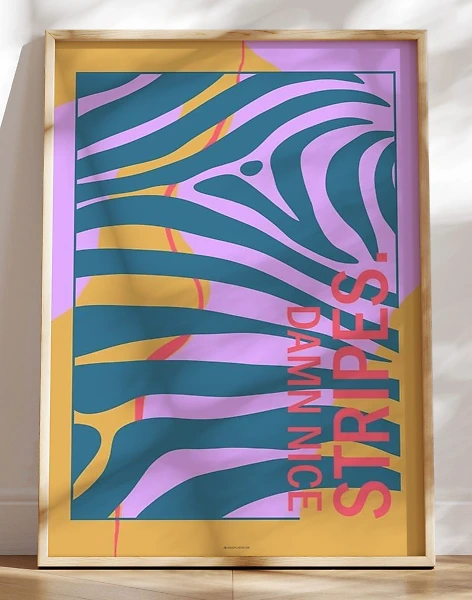 Kunstplakat med farver - Damn nice stripes