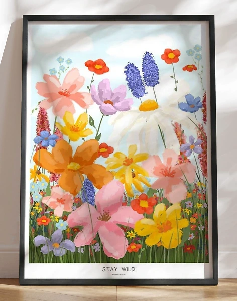 Plakat med vilde blomster - Stay Wild