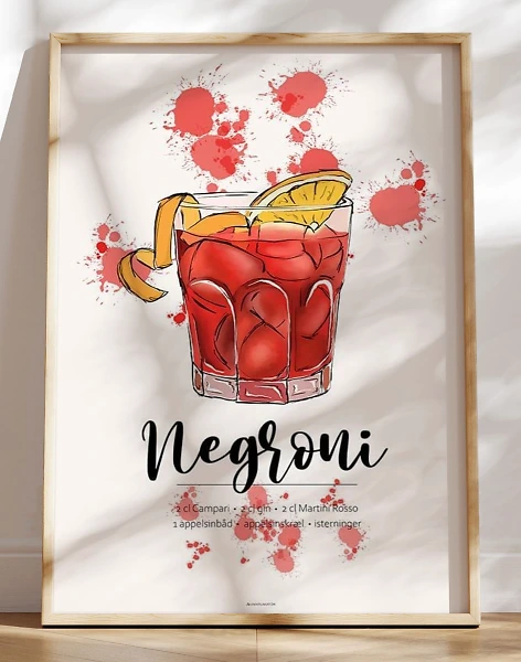 Negroni opskrift plakat