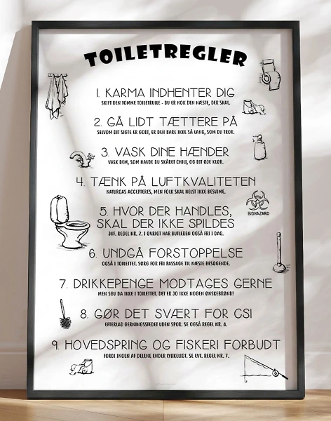 Plakat med toiletregler